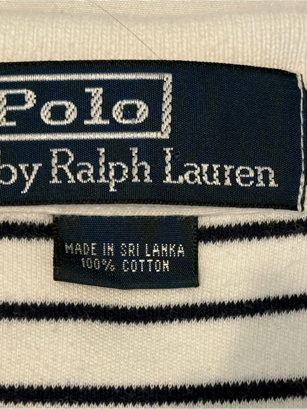 Ralph Lauren White Polo with Navy Stripes